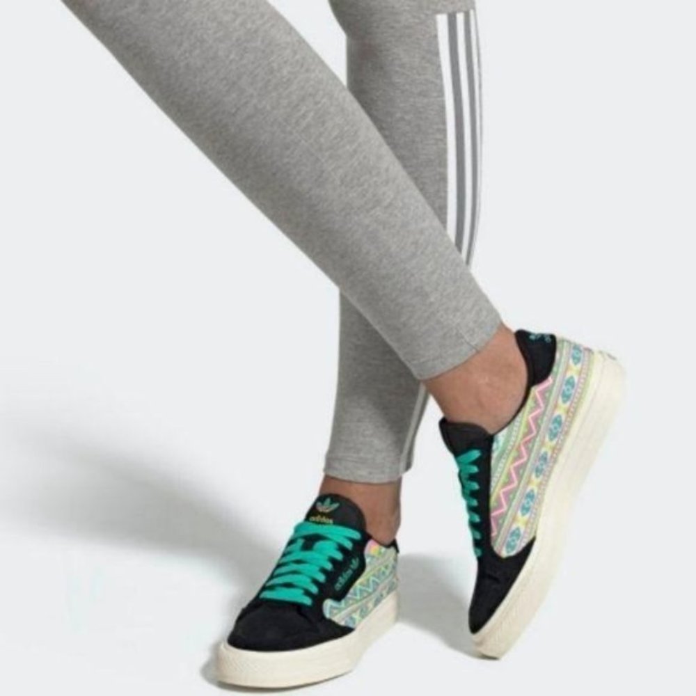 ADIDAS x ARIZONA TEA Black Continental Vulc Shoes 7M Pastel Platform Retro Y2K